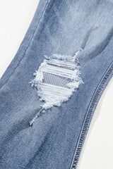 Hazel Blues® | Distressed Raw Hem Bootcut Jeans