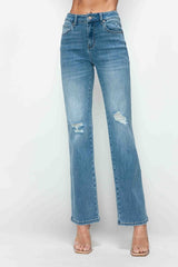 Hazel Blues® | bytos Distressed High Rise Straight Jeans