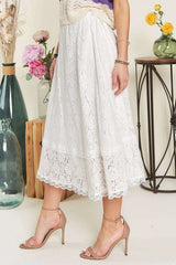 Hazel Blues® | ADORA Elastic Waist Lace Midi Skirt