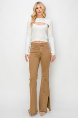 Hazel Blues® | RISEN Bailey High Waist Side Slit Flare Jeans