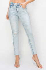 Hazel Blues® | Risen High Rise Distressed Skinny Jeans