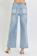 Hazel Blues® | RISEN Tummy Control High Rise Crop Wide Leg Jeans