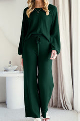 Hazel Blues® | Round Neck Long Sleeve Top and Pants Set