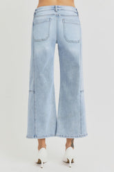 Hazel Blues® | RISEN High Rise Seamed Detail Wide Leg Crop Jeans
