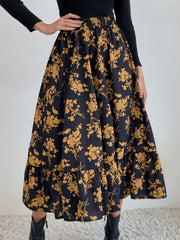 Hazel Blues® | Printed Elastic Waist Midi Skirt