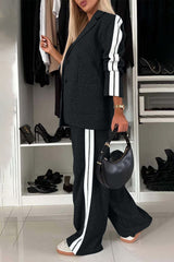 Hazel Blues® | Contrast Lapel Collar Top and Pants Set