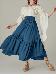 Hazel Blues® | Smocked Waist Band Ruched Layered Skirt