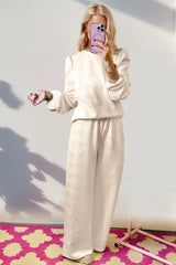 Hazel Blues® | Double Take Texture Long Sleeve Top and Wide Leg Pants Set