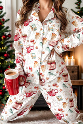 Hazel Blues® | Printed Collared Neck Top and Pants Lounge Set