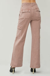 Hazel Blues® | RISEN High Rise Wide Leg Cargo Jeans