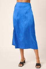 Hazel Blues® | Mittoshop Side Slit Satin Midi Skirt