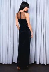 Lady Flare Black Velour Maxi Dress