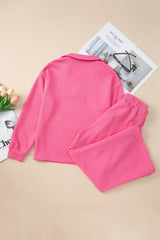 Hazel Blues® | Textured Long Sleeve Top and Drawstring Pants Set