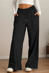 Hazel Blues® | Drawstring Elastic Waist Wide Leg Pants