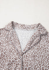 Hazel Blues® | Leopard Button Down Long Sleeve Top and Pants Lounge Set