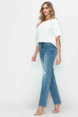 Hazel Blues® | bytos Distressed High Rise Straight Jeans