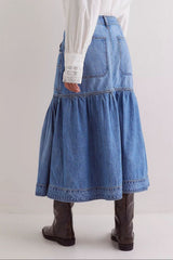 Hazel Blues® | Midi Denim Skirt with Pockets