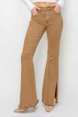 Hazel Blues® | RISEN Bailey High Waist Side Slit Flare Jeans