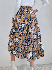 Hazel Blues® | Printed Elastic Waist Midi Skirt
