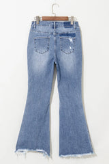 Hazel Blues® | Distressed Raw Hem Bootcut Jeans