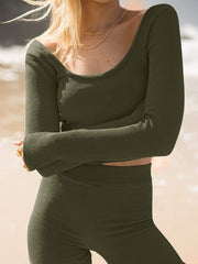 Hazel Blues® | Scoop Neck Long Sleeve Top and Shorts Set