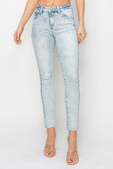 Hazel Blues® | Risen High Rise Distressed Skinny Jeans
