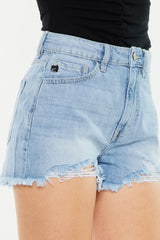 Hazel Blues® | Kancan Raw Hem Distressed High Waist Denim Shorts