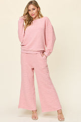 Hazel Blues® | Double Take Texture Long Sleeve Top and Pants Set