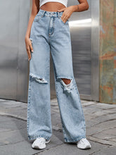 Hazel Blues® | Distressed Wide Leg Jeans with Pockets