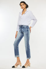 Hazel Blues® | Kancan High Rise Cuffed Straight Jeans