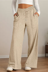Hazel Blues® | Drawstring Elastic Waist Wide Leg Pants