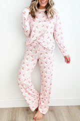 Hazel Blues® | Santa Print Long Sleeve Top and Pants Lounge Set