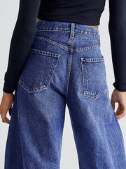 Hazel Blues® | Raw Hem Wide Leg Jeans with Pockets