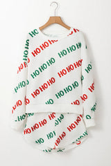 Hazel Blues® | Letter Print Round Neck Long Sleeve Top and Shorts Set