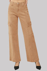 Hazel Blues® | RISEN High Rise Wide Leg Cargo Jeans