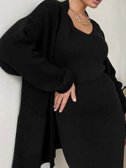 Hazel Blues® | Pocketed Long Sleeve Cardigan and Skirt Sweater Set