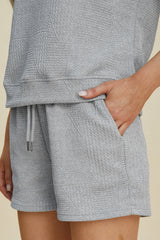 Hazel Blues® | Double Take Texture Short Sleeve Top and Shorts Set