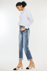 Hazel Blues® | Kancan High Rise Cuffed Straight Jeans
