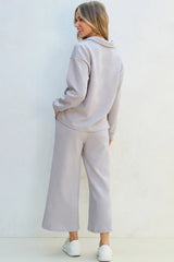 Hazel Blues® | Textured Long Sleeve Top and Drawstring Pants Set