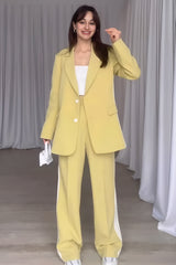 Hazel Blues® | Side Striped Long Sleeve Blazer and Pants Set