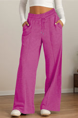 Hazel Blues® | Drawstring Elastic Waist Wide Leg Pants