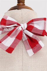 Deep V Neck Pink Plaid Gingham Swing Dress with Belt
