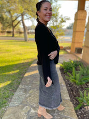 Hazel Blues® | PREORDER: Worth The Risk Black Denim Skirt