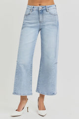 Hazel Blues® | RISEN High Rise Seamed Detail Wide Leg Crop Jeans