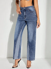 Hazel Blues® | Contrast Patchwork Straight Jeans with Pockets