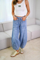 Hazel Blues® | Drawstring Jeans with Pockets