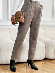 Hazel Blues® | Perfee Plaid Straight Pants with Pockets