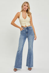 Hazel Blues® | RISEN High Waist Raw Hem Flare Jeans