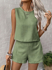 Hazel Blues® | Round Neck Sleeveless Top and Shorts Set