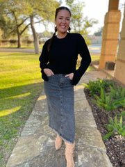 Hazel Blues® | PREORDER: Worth The Risk Black Denim Skirt